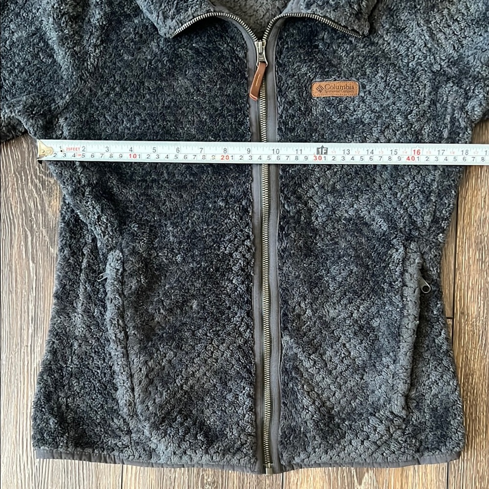 Columbia Jacket Women’s Charcoal Gray Fuzzy Full Zip Athleisure, Size Medium - Picture 12 of 14